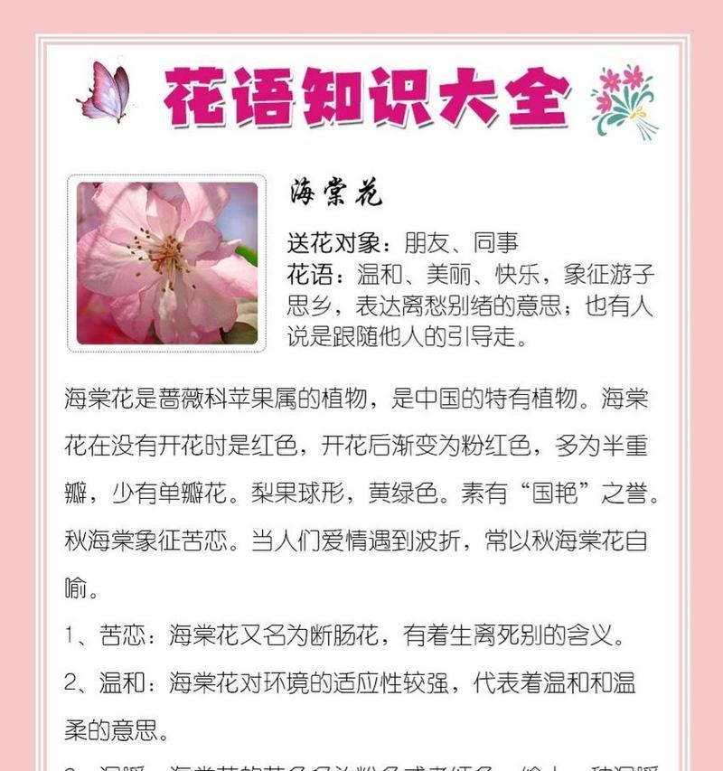 海棠花的花语是什么？如何用海棠花表达情感？